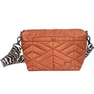 LUG - FLARE CROSSBODY BAG copper zebra print quilted adjustable strap pocketbook
